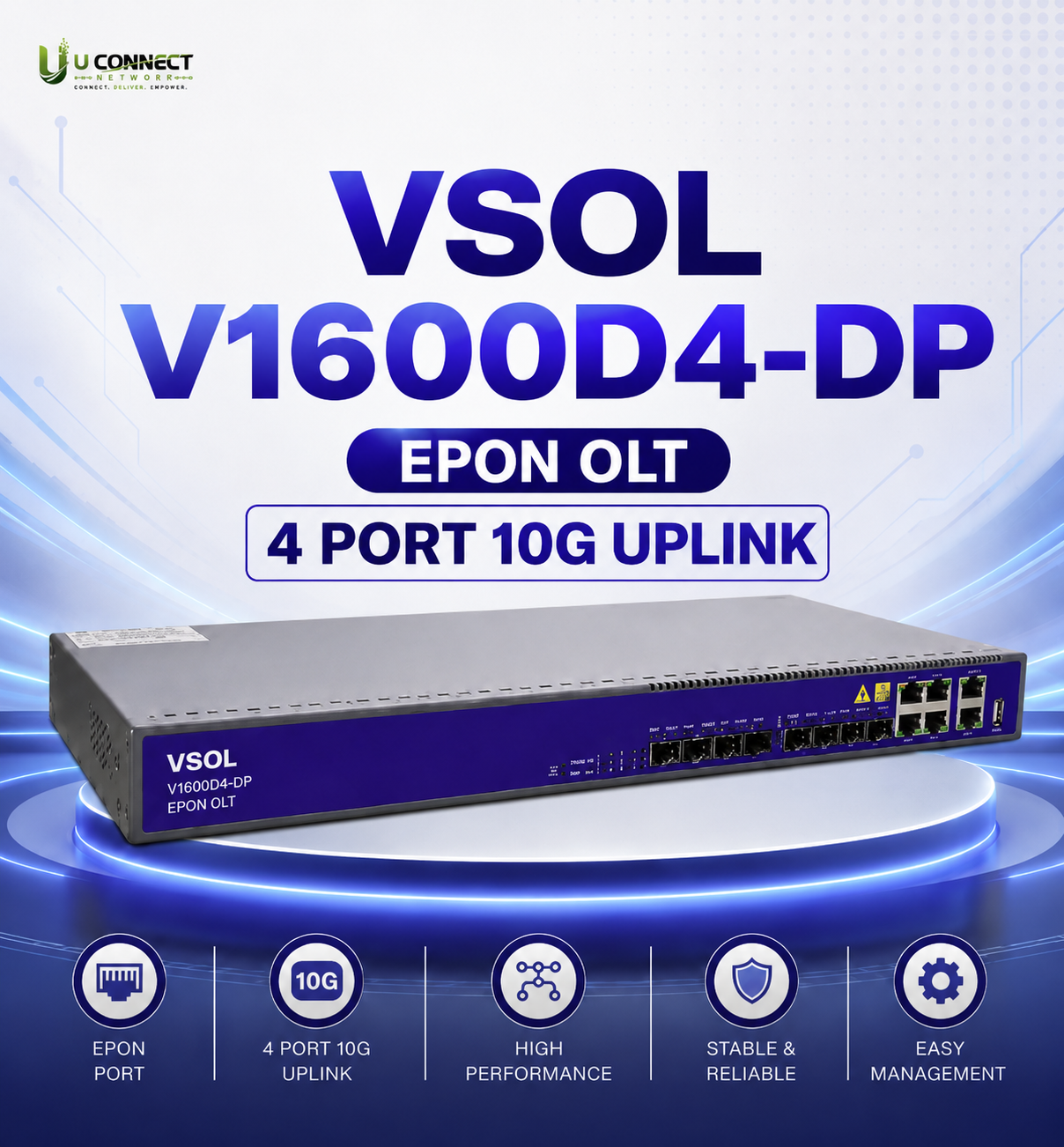 VSOL V1600D4-DP EPON OLT 4 PORT 10G UPLINK