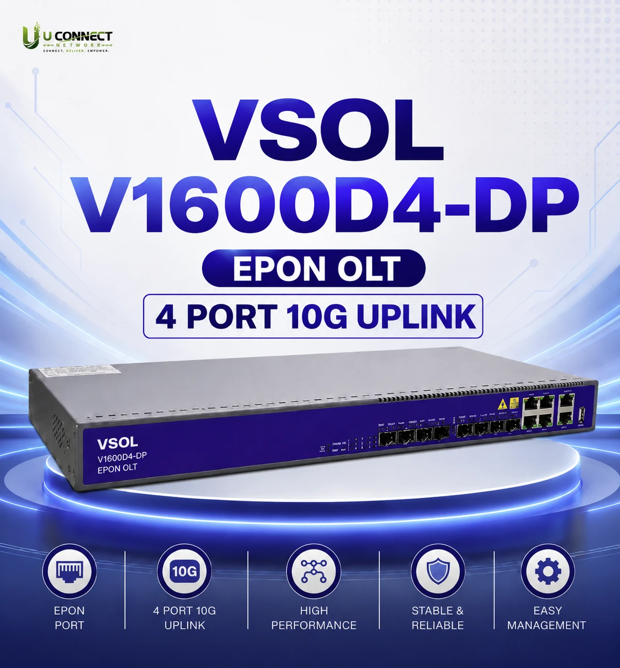 VSOL V1600D4-DP EPON OLT 4 PORT 10G UPLINK