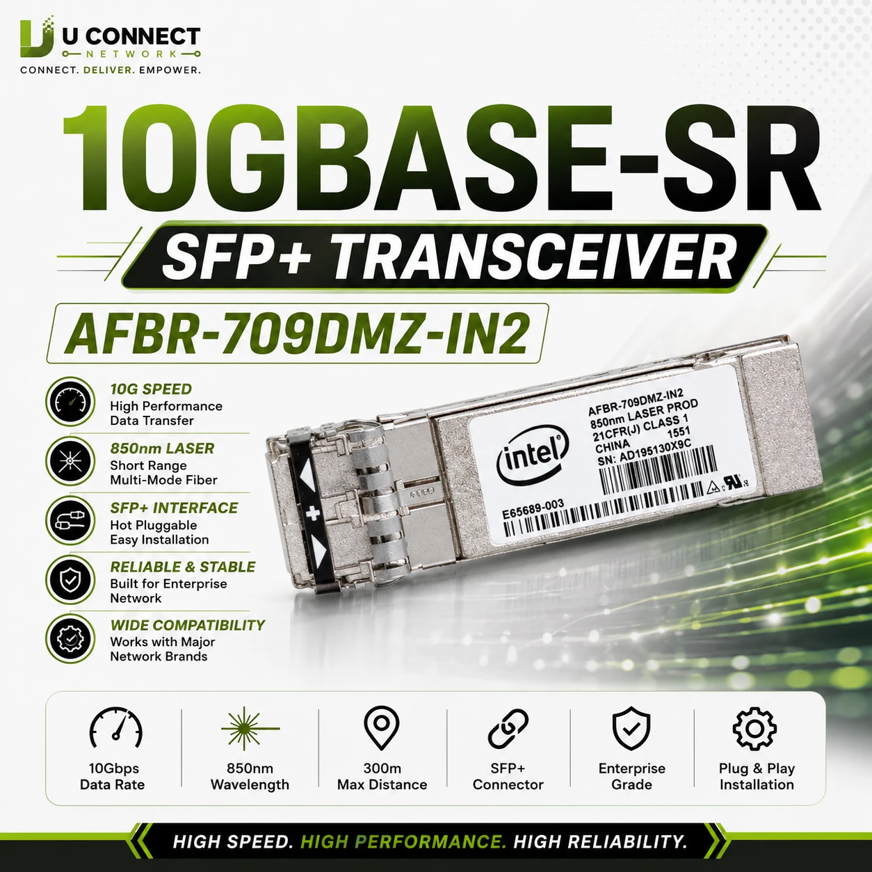 AFBR-709DMZ-IN2 10GBASE-SR SFP+ Transceiver