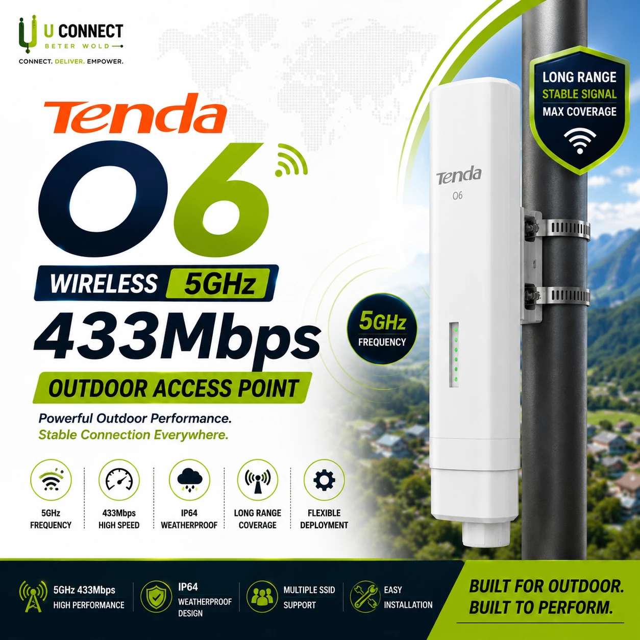 Tenda O6 Wireless 5GHz 433Mbps Outdoor Access Point