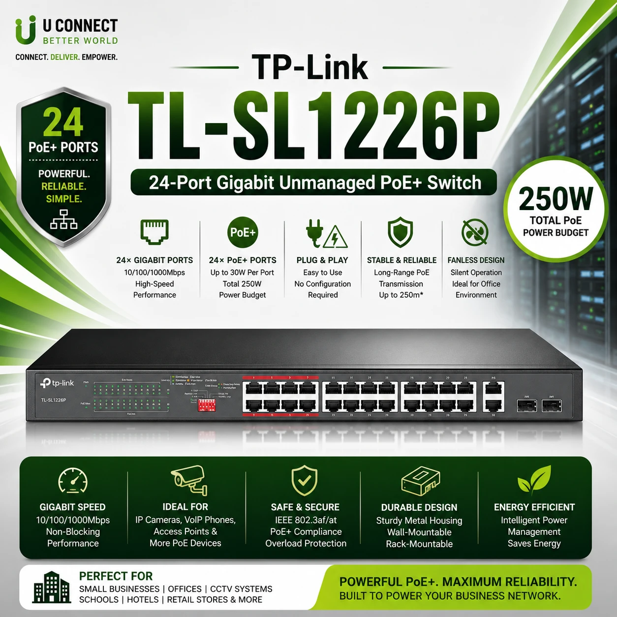Tp-Link TL-SL1226P 24-Port Gigabit Unmanaged PoE+ Switch