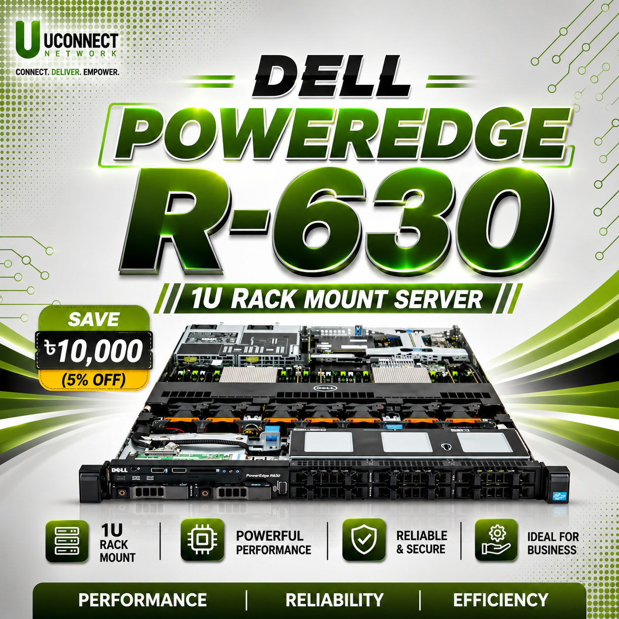 Save ৳10,000 (5% off) Dell Poweredge R-630 1U Rack Mount Server - Thumbnail 1 Dell Poweredge R-630 1U Rack Mount Server