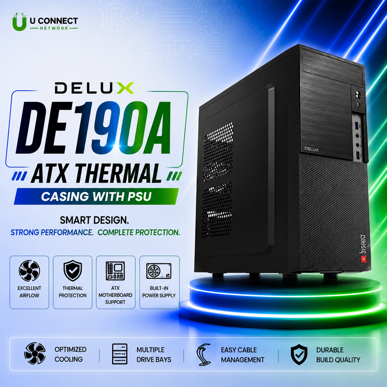DELUX DE190A ATX THERMAL CASING WITH PSU